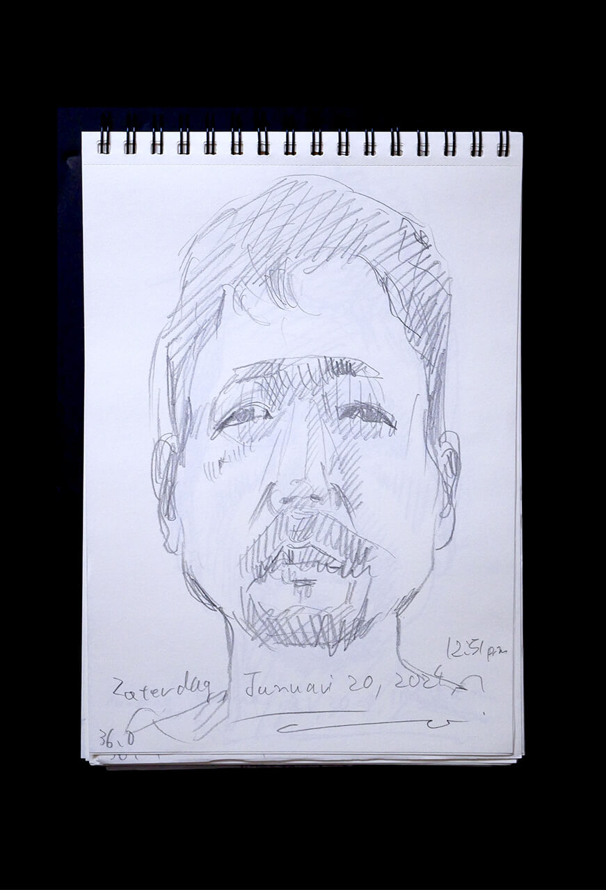 Contemporary artist SHINTAKU Tomoni's 2024/1/20 Self-portrait or pencil drawing