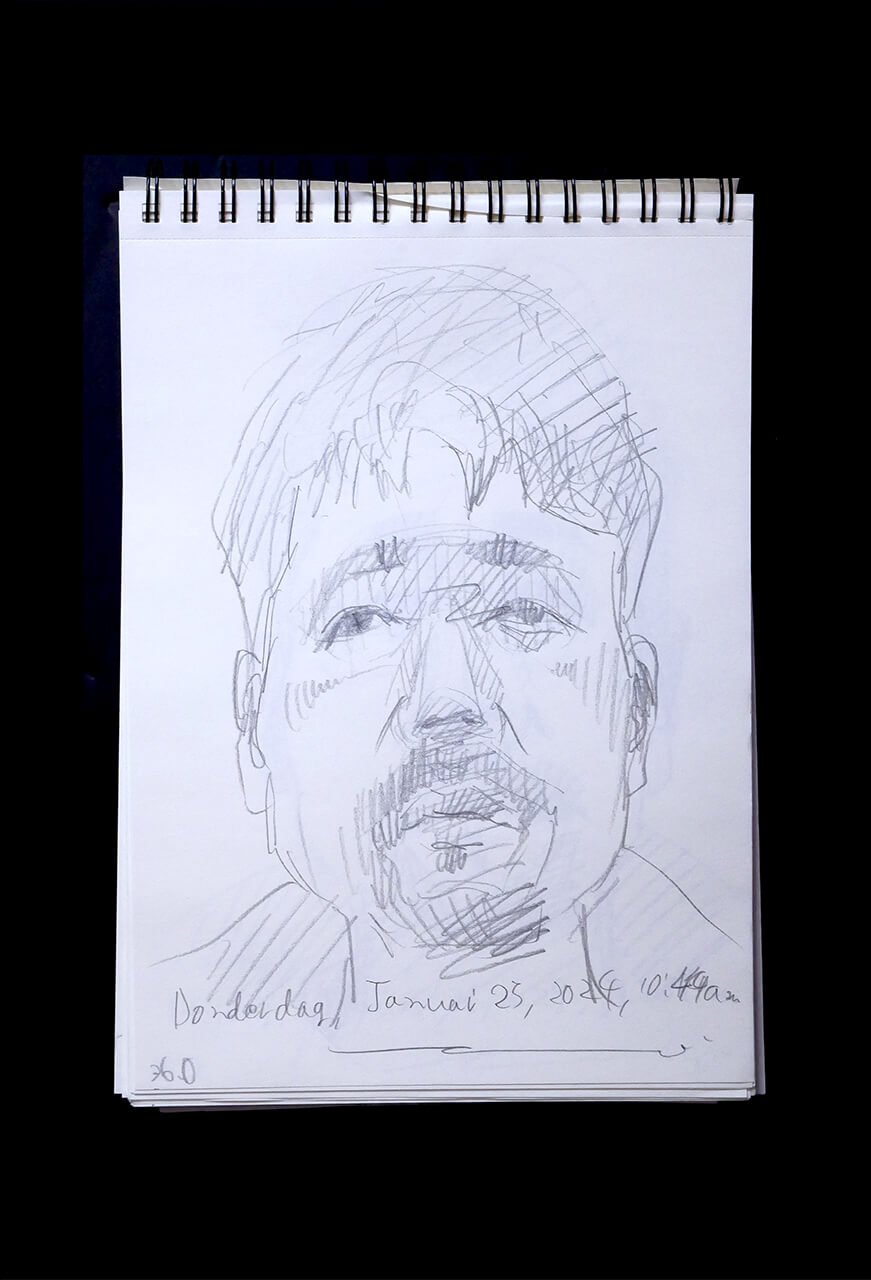 Contemporary artist SHINTAKU Tomoni's 2024/1/25 Self-portrait or pencil drawing