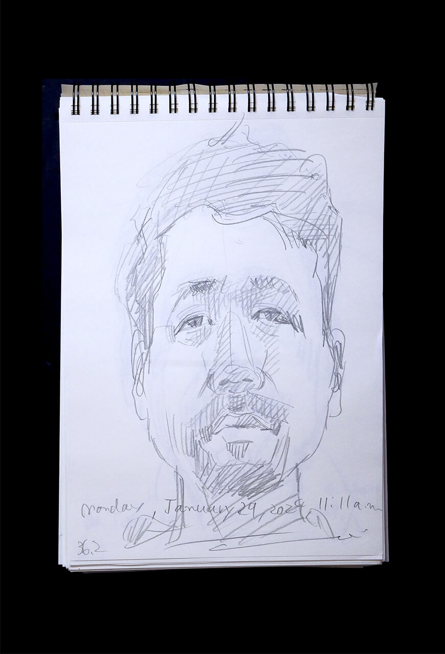 Contemporary artist SHINTAKU Tomoni's 2024/1/29 Self-portrait or pencil drawing