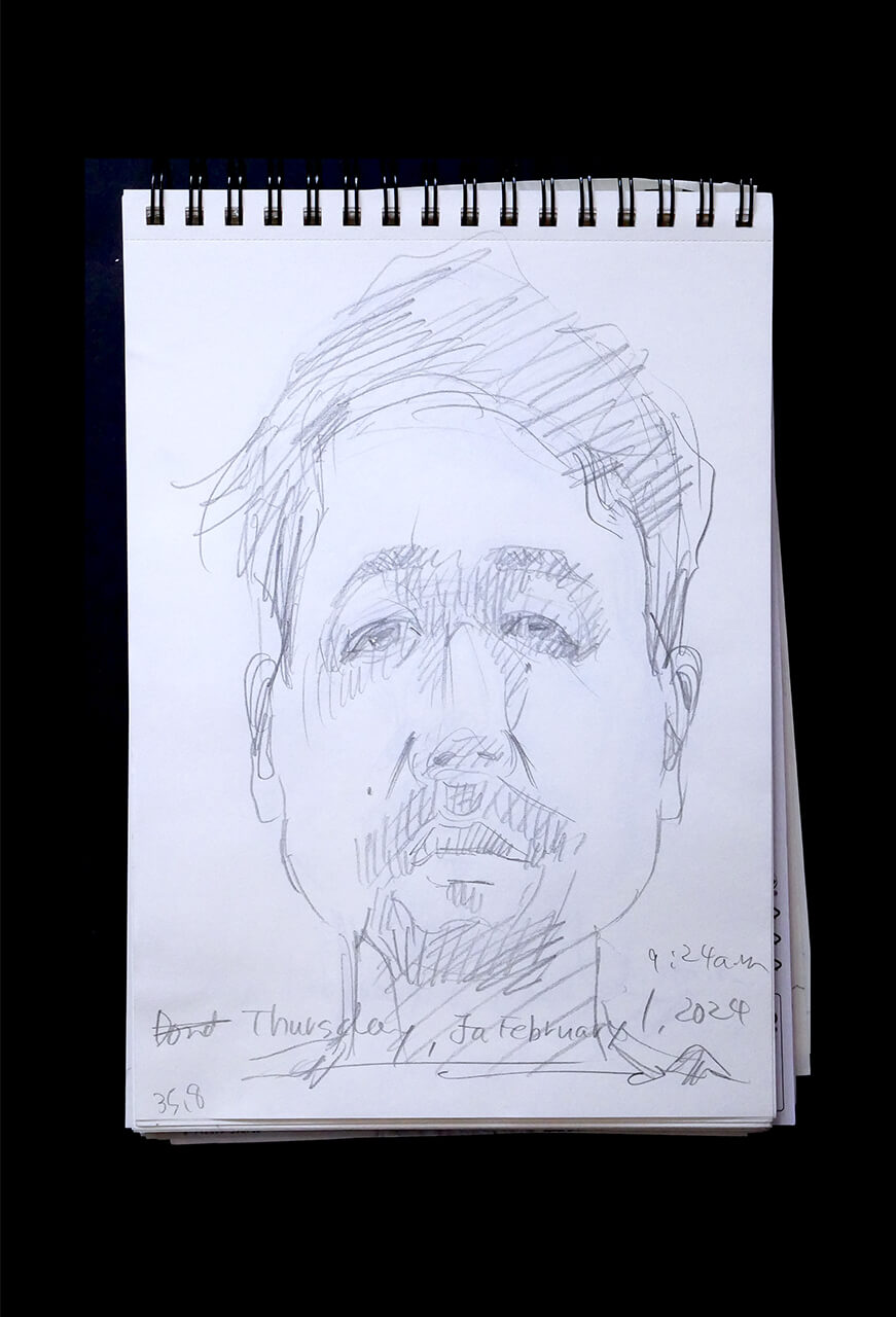 Contemporary artist SHINTAKU Tomoni's 2024/2/1 Self-portrait or pencil drawing