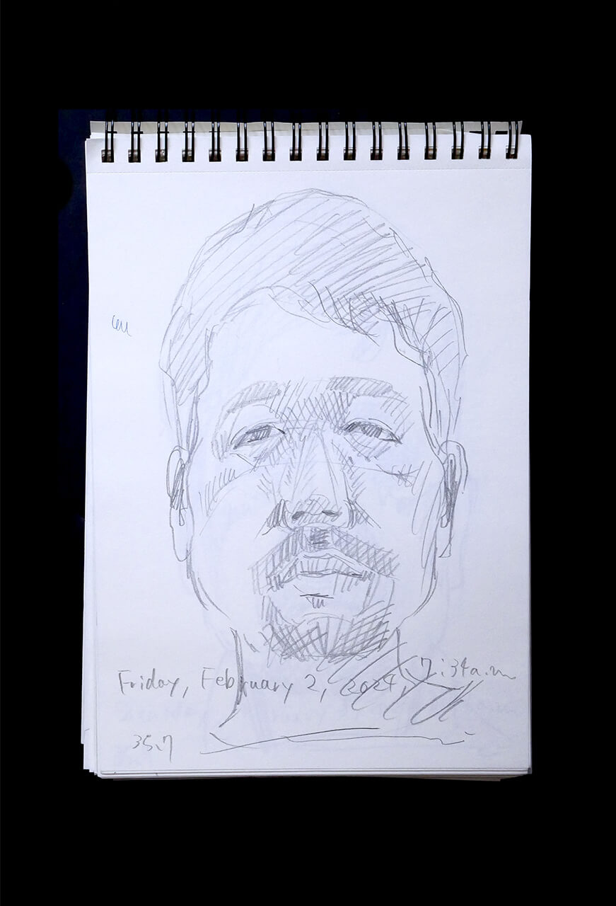 Contemporary artist SHINTAKU Tomoni's 2024/2/2 Self-portrait or pencil drawing