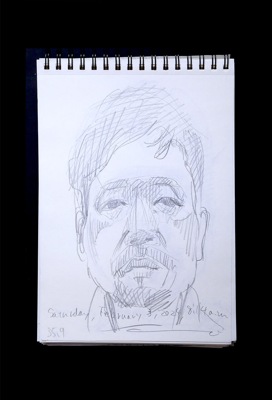 Contemporary artist SHINTAKU Tomoni's 2024/2/3 Self-portrait or pencil drawing