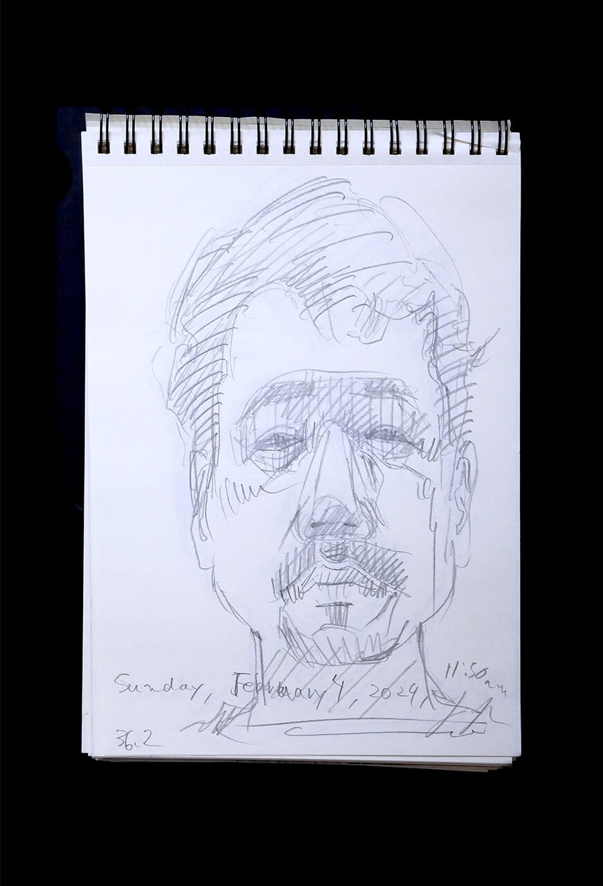Contemporary artist SHINTAKU Tomoni's 2024/2/4 Self-portrait or pencil drawing