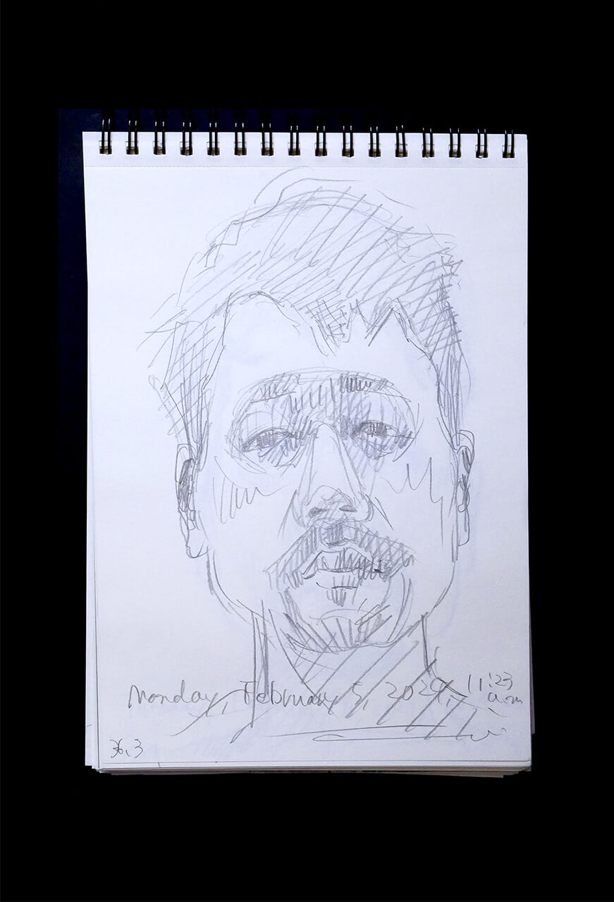 Contemporary artist SHINTAKU Tomoni's 2024/2/5 Self-portrait or pencil drawing