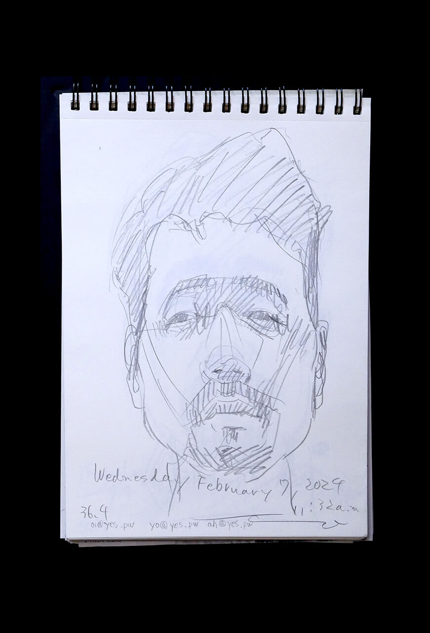 Contemporary artist SHINTAKU Tomoni's 2024/2/7 Self-portrait or pencil drawing