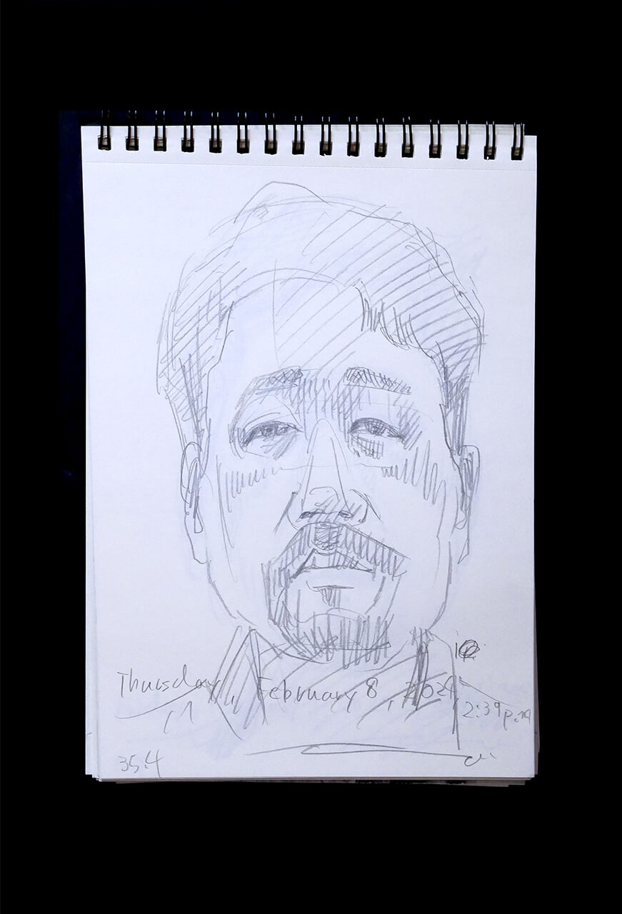 Contemporary artist SHINTAKU Tomoni's 2024/2/8 Self-portrait or pencil drawing