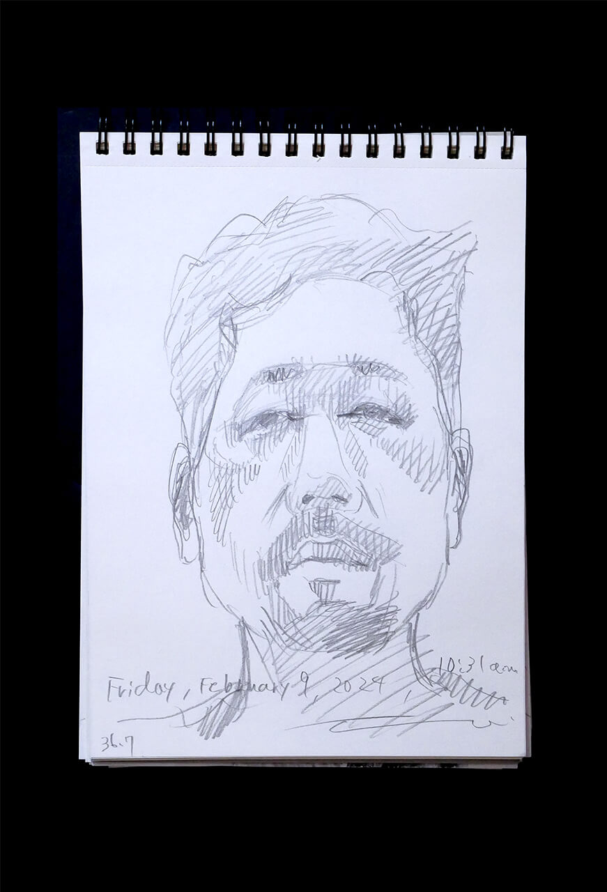 Contemporary artist SHINTAKU Tomoni's 2024/2/9 Self-portrait or pencil drawing
