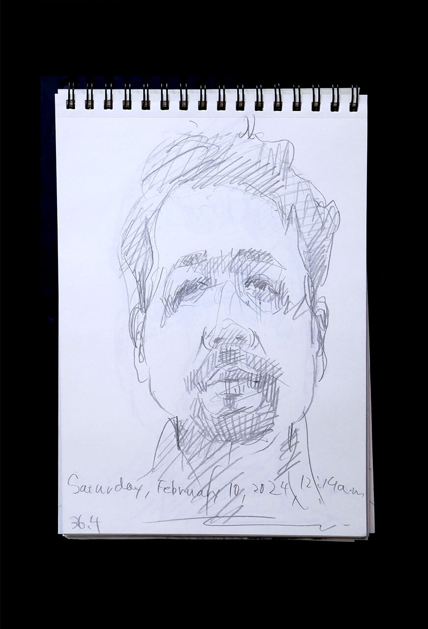 Contemporary artist SHINTAKU Tomoni's 2024/2/10 Self-portrait or pencil drawing