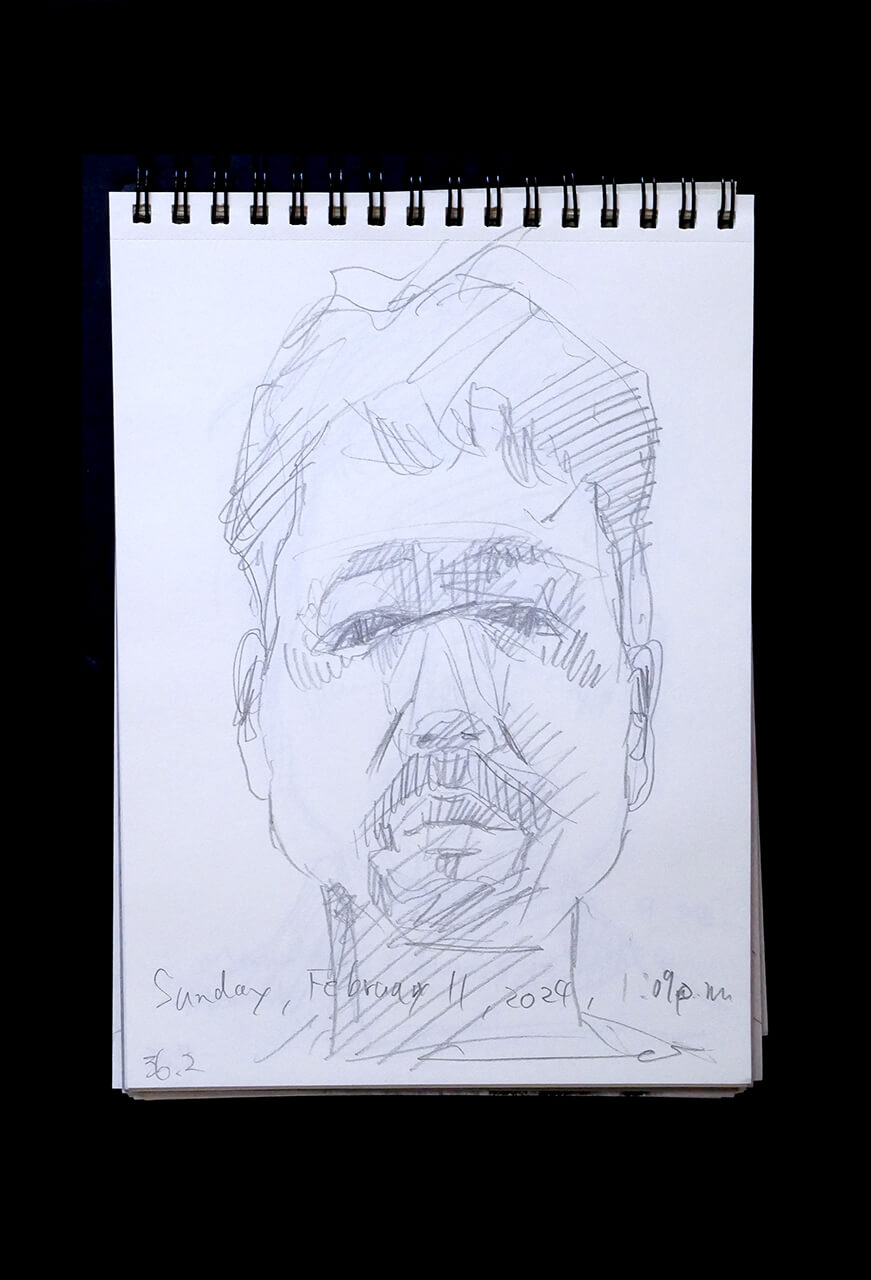 Contemporary artist SHINTAKU Tomoni's 2024/2/11 Self-portrait or pencil drawing