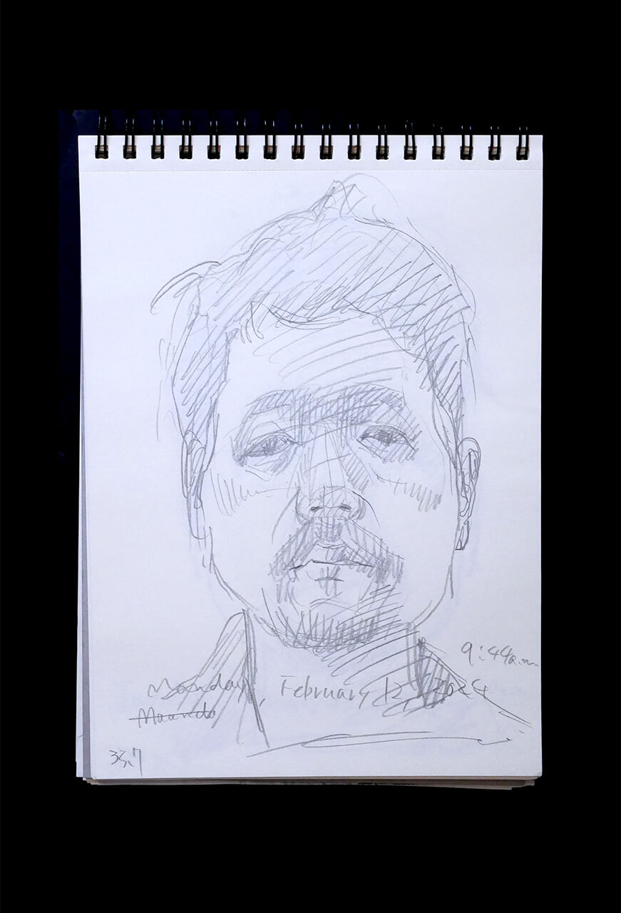 Contemporary artist SHINTAKU Tomoni's 2024/2/12 Self-portrait or pencil drawing