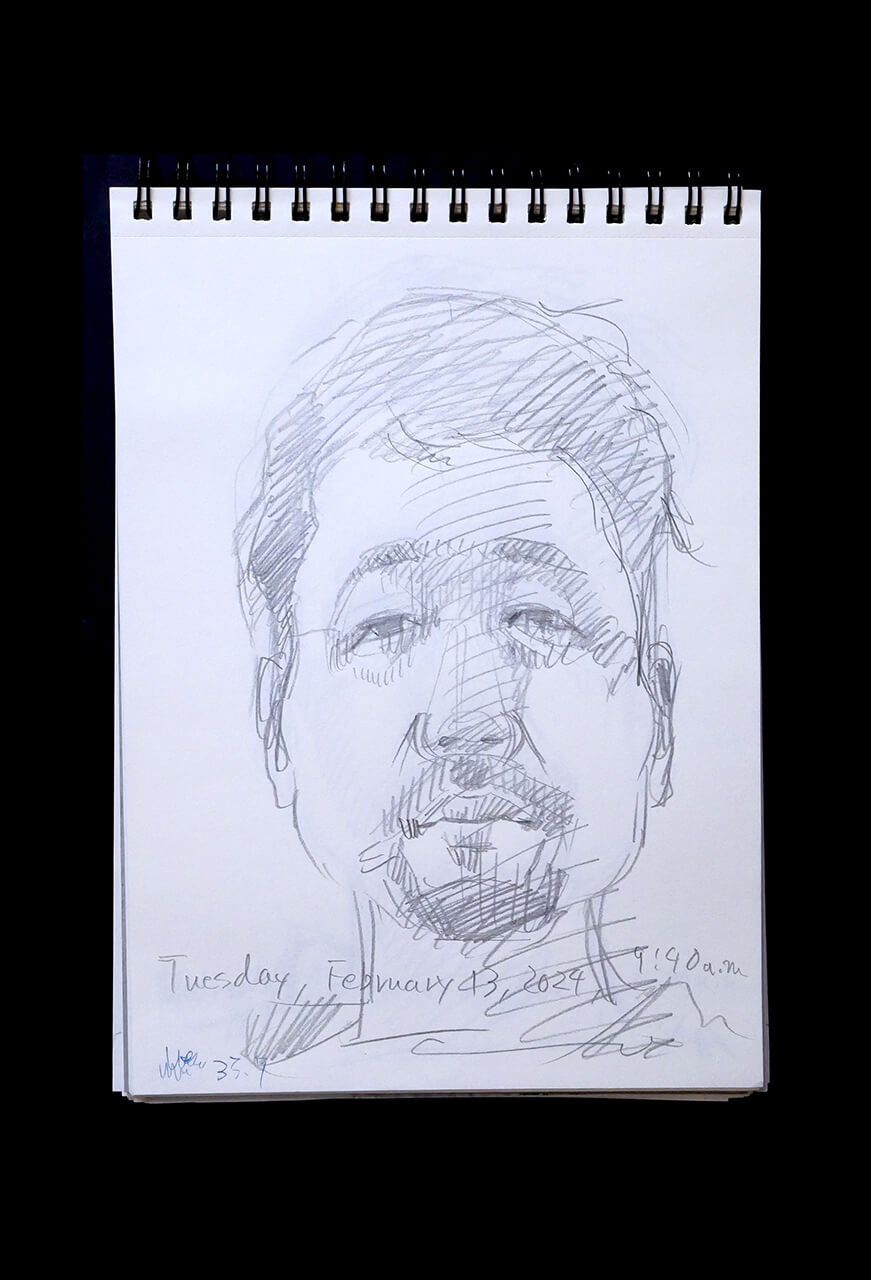 Contemporary artist SHINTAKU Tomoni's 2024/2/13 Self-portrait or pencil drawing