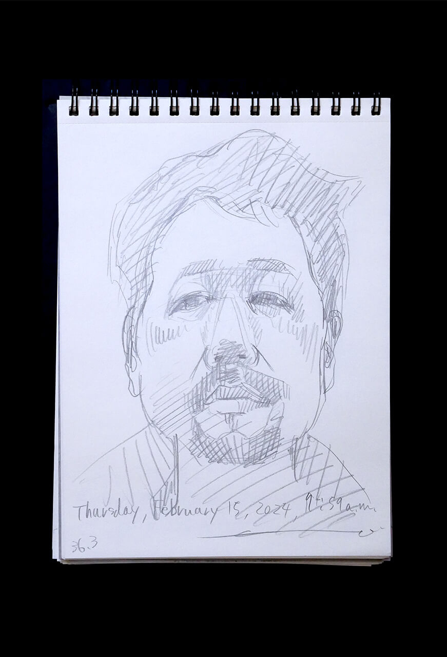 Contemporary artist SHINTAKU Tomoni's 2024/2/15 Self-portrait or pencil drawing