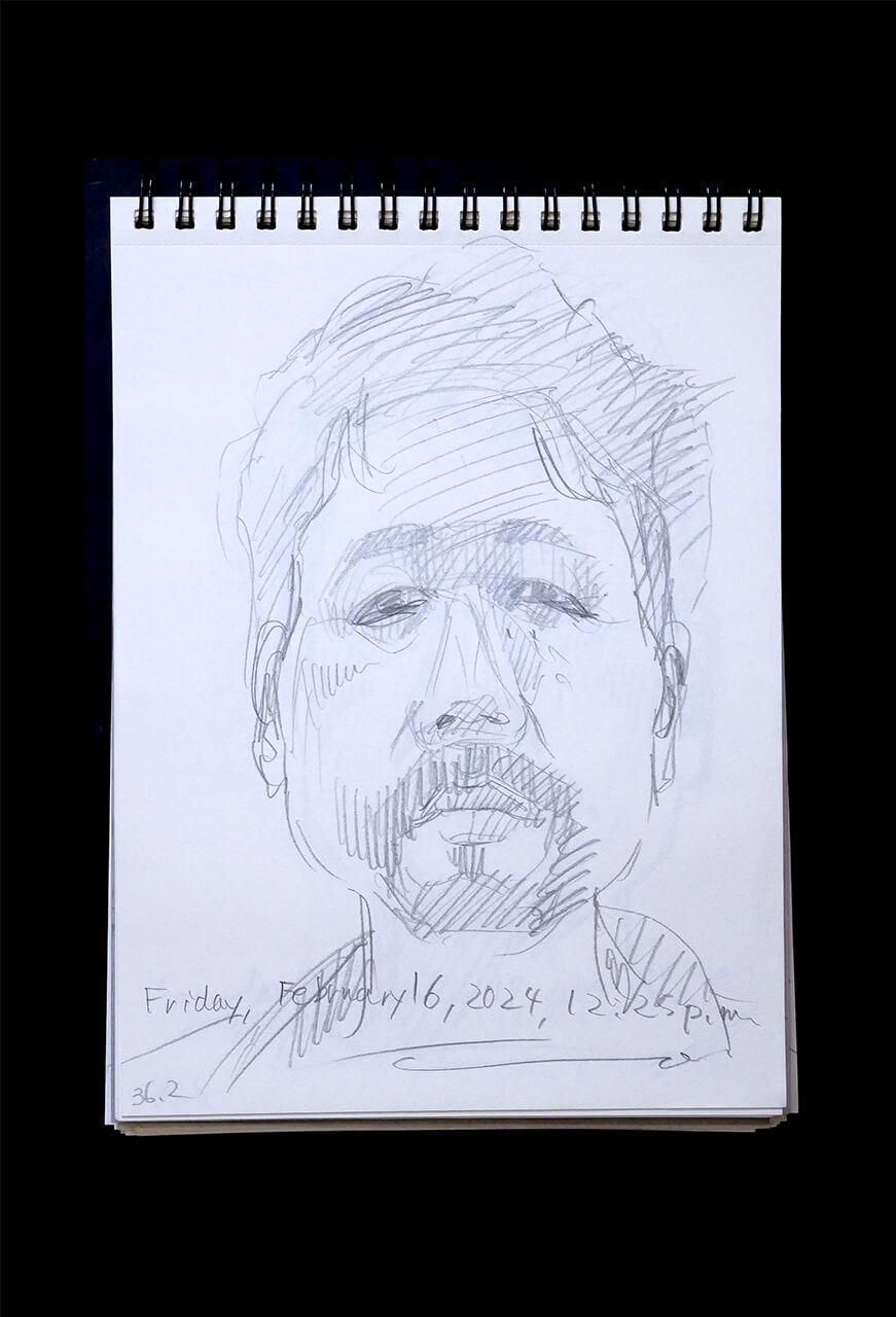 Contemporary artist SHINTAKU Tomoni's 2024/2/16 Self-portrait or pencil drawing