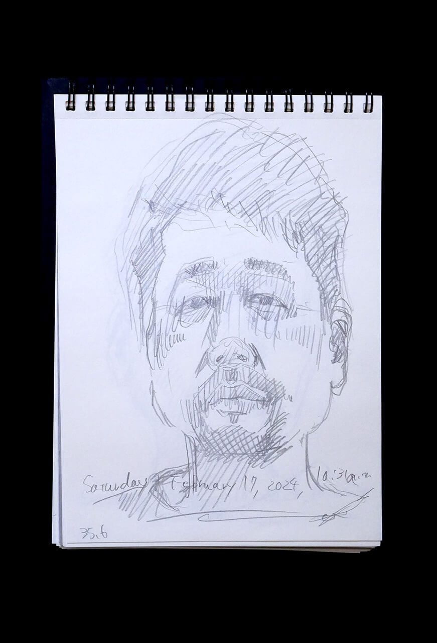 Contemporary artist SHINTAKU Tomoni's 2024/2/17 Self-portrait or pencil drawing