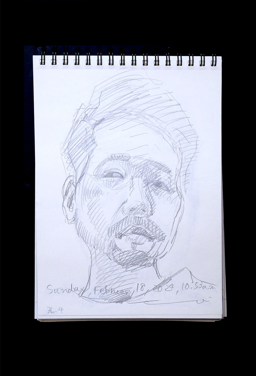 Contemporary artist SHINTAKU Tomoni's 2024/2/18 Self-portrait or pencil drawing