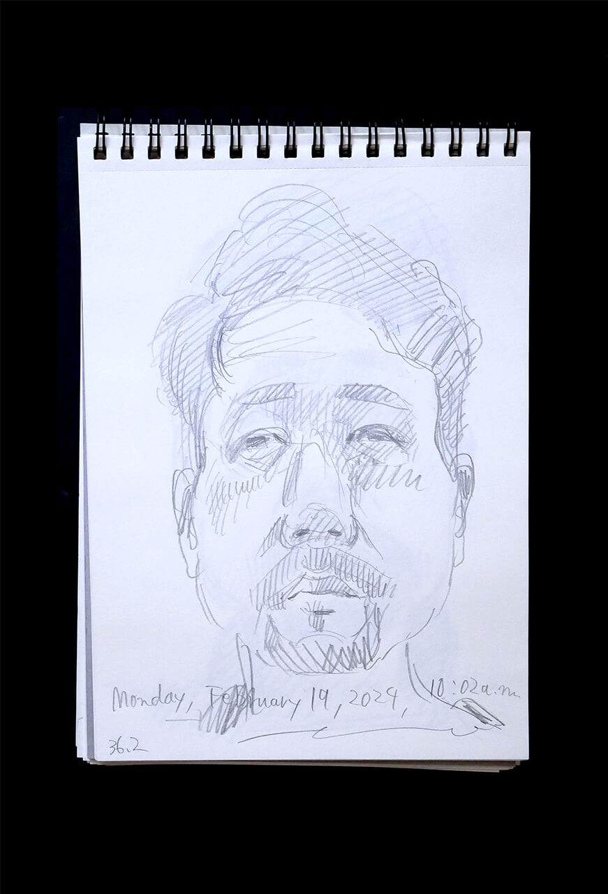Contemporary artist SHINTAKU Tomoni's 2024/2/19 Self-portrait or pencil drawing