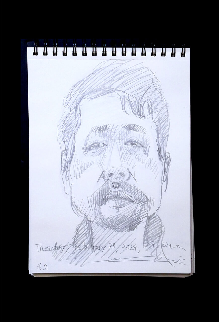 Contemporary artist SHINTAKU Tomoni's 2024/2/20 Self-portrait or pencil drawing