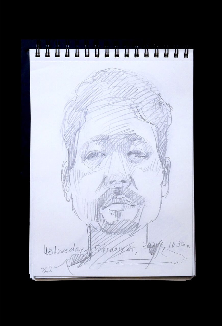 Contemporary artist SHINTAKU Tomoni's 2024/2/21 Self-portrait or pencil drawing