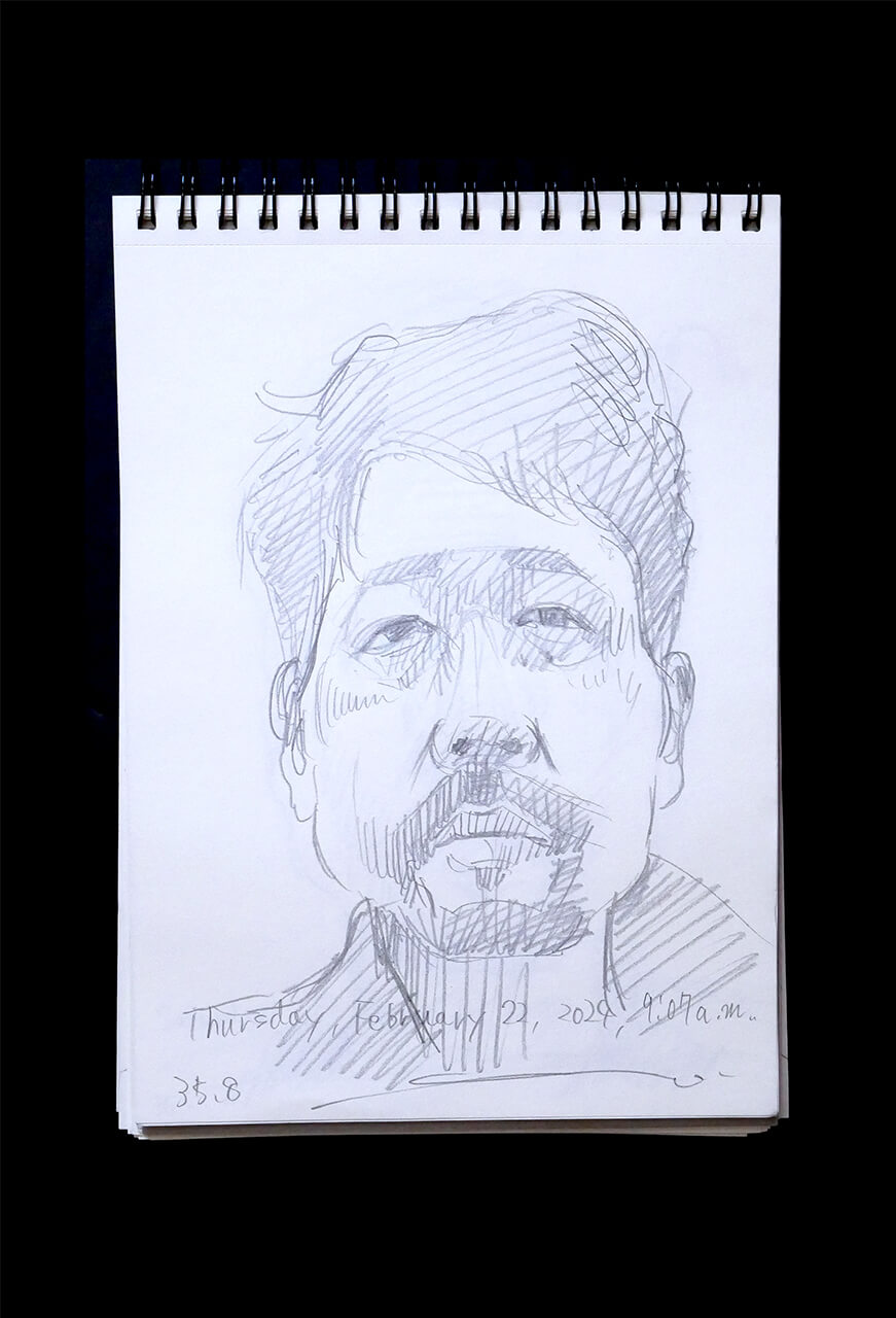 Contemporary artist SHINTAKU Tomoni's 2024/2/22 Self-portrait or pencil drawing
