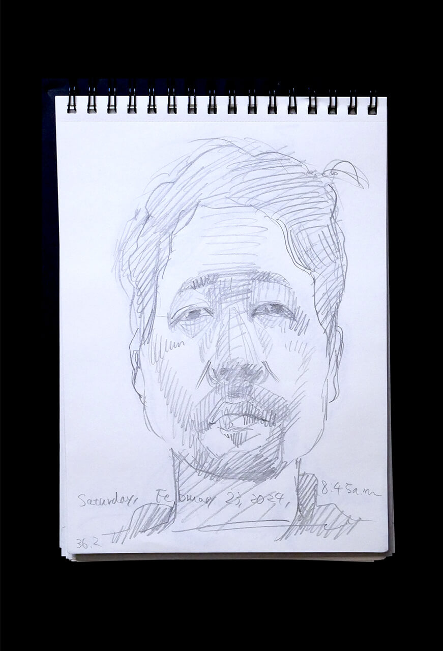 Contemporary artist SHINTAKU Tomoni's 2024/2/23 Self-portrait or pencil drawing