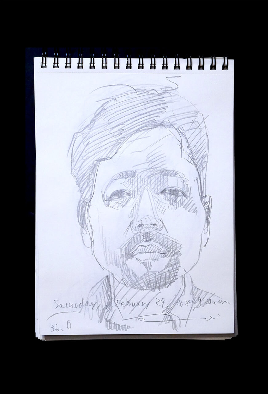 Contemporary artist SHINTAKU Tomoni's 2024/2/24 Self-portrait or pencil drawing