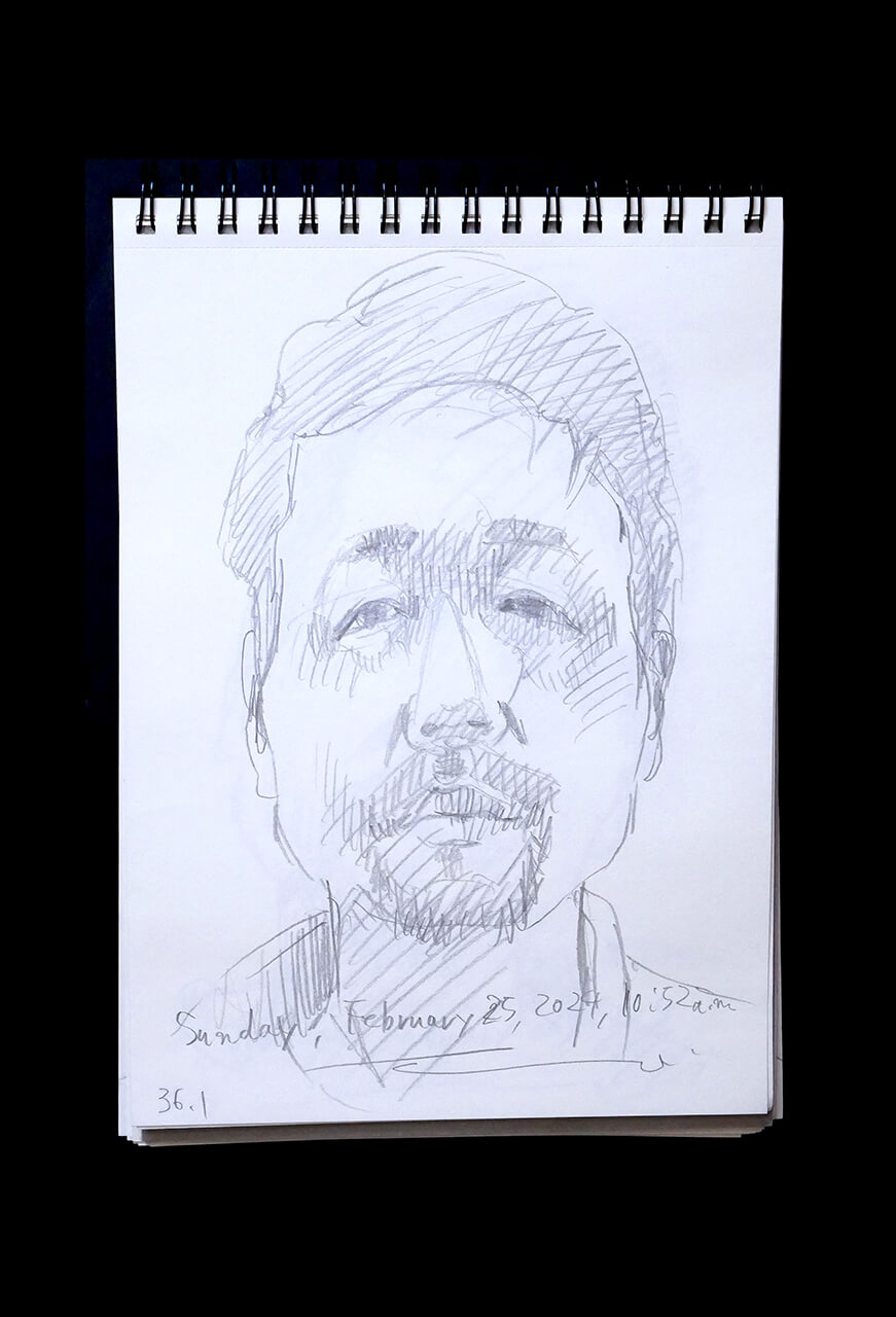 Contemporary artist SHINTAKU Tomoni's 2024/2/25 Self-portrait or pencil drawing