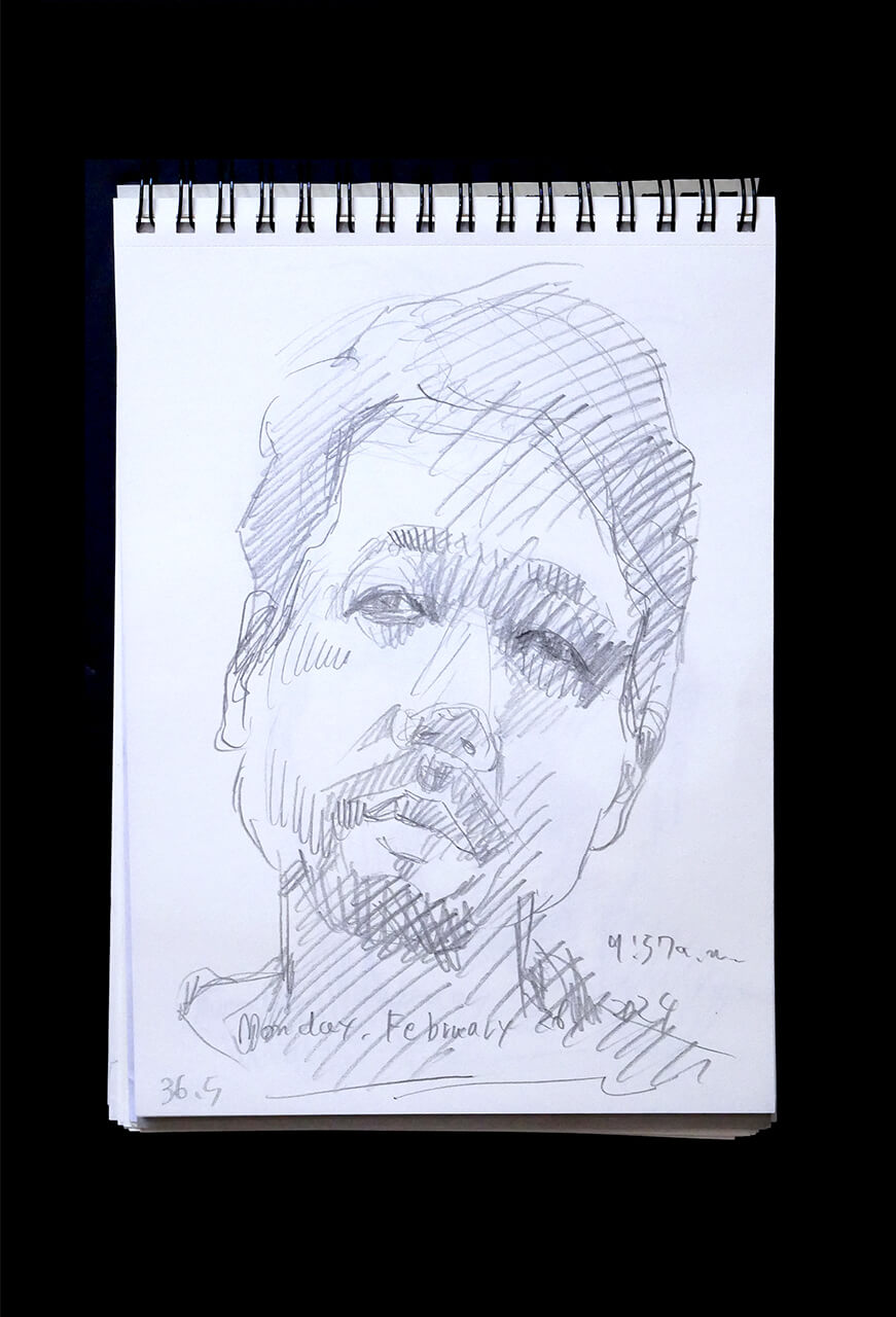 Contemporary artist SHINTAKU Tomoni's 2024/2/26 Self-portrait or pencil drawing
