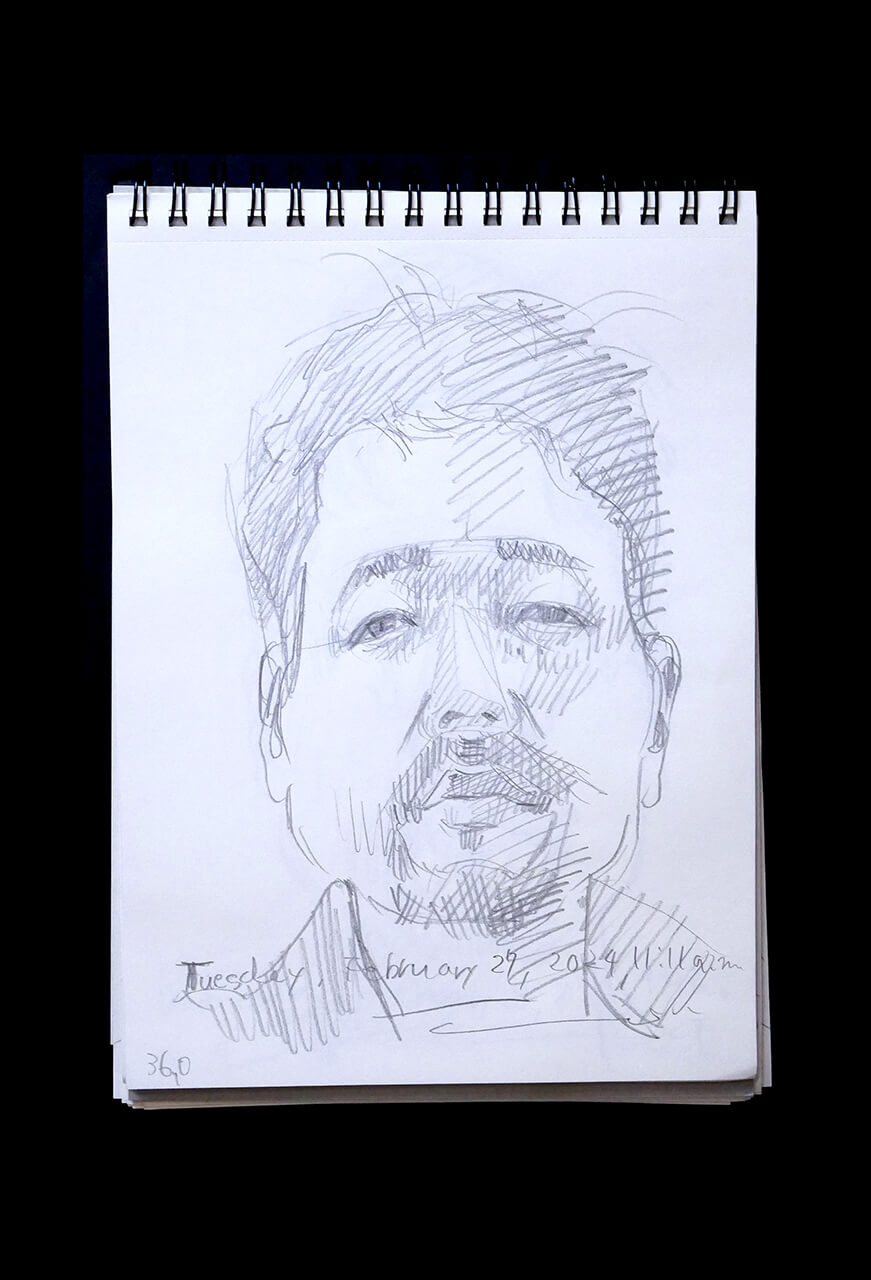 Contemporary artist SHINTAKU Tomoni's 2024/2/27 Self-portrait or pencil drawing