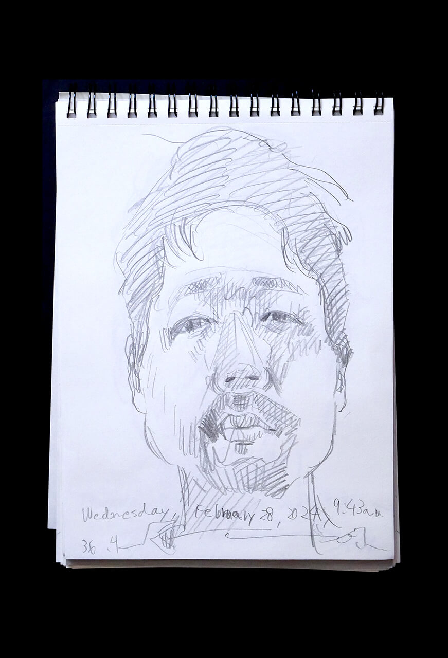 Contemporary artist SHINTAKU Tomoni's 2024/2/28 Self-portrait or pencil drawing