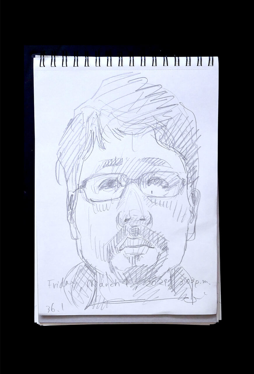 Contemporary artist SHINTAKU Tomoni's 2024/3/1 Self-portrait or pencil drawing