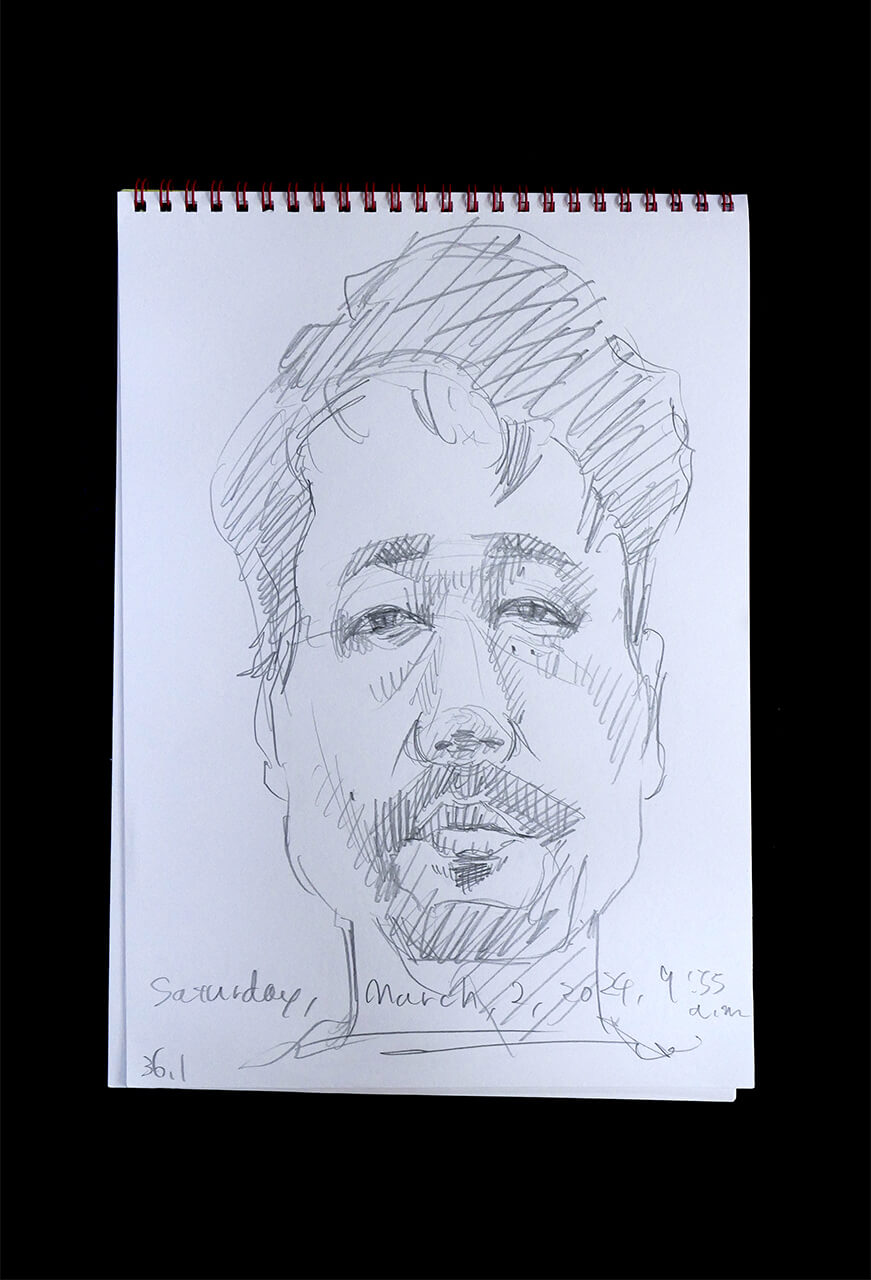 Contemporary artist SHINTAKU Tomoni's 2024/3/2 Self-portrait or pencil drawing