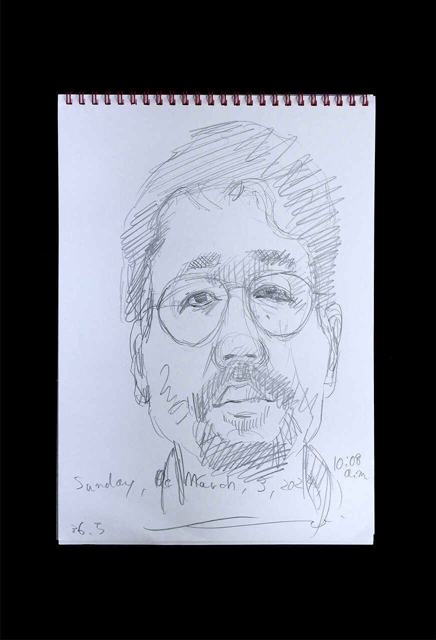 Contemporary artist SHINTAKU Tomoni's 2024/3/3 Self-portrait or pencil drawing