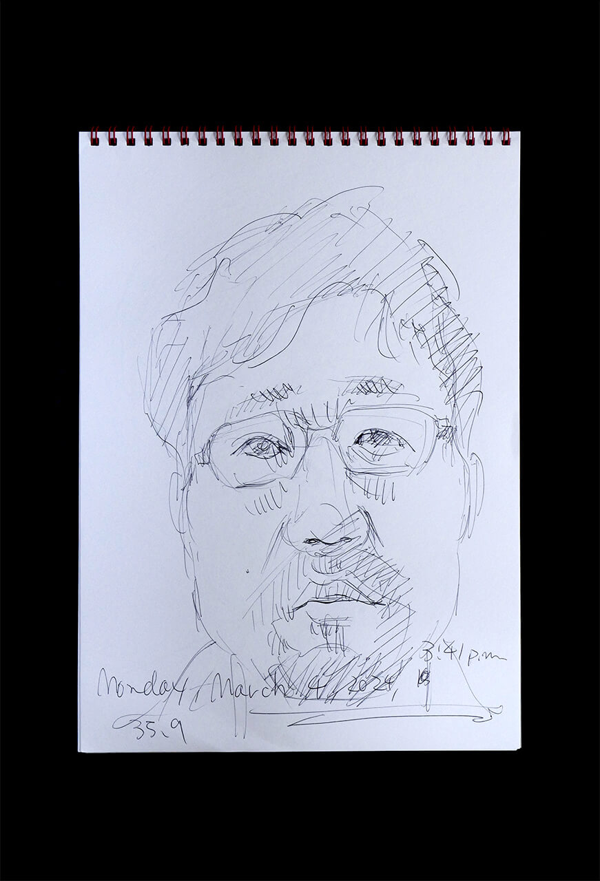 Contemporary artist SHINTAKU Tomoni's 2024/3/4 Self-portrait or pencil drawing