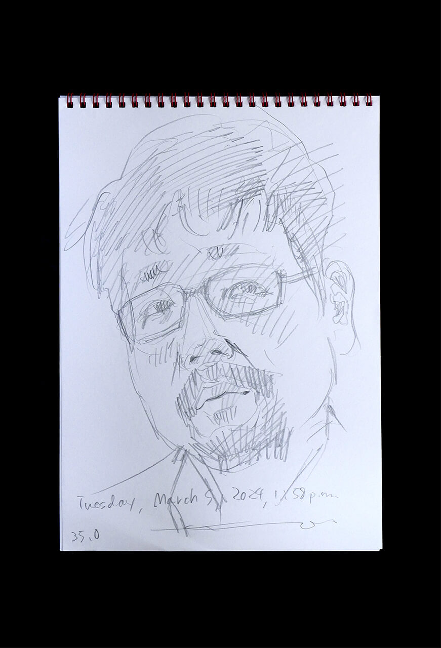 Contemporary artist SHINTAKU Tomoni's 2024/3/5 Self-portrait or pencil drawing