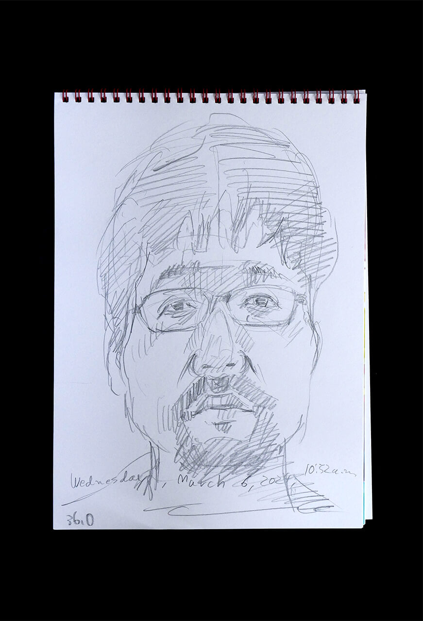 Contemporary artist SHINTAKU Tomoni's 2024/3/6 Self-portrait or pencil drawing