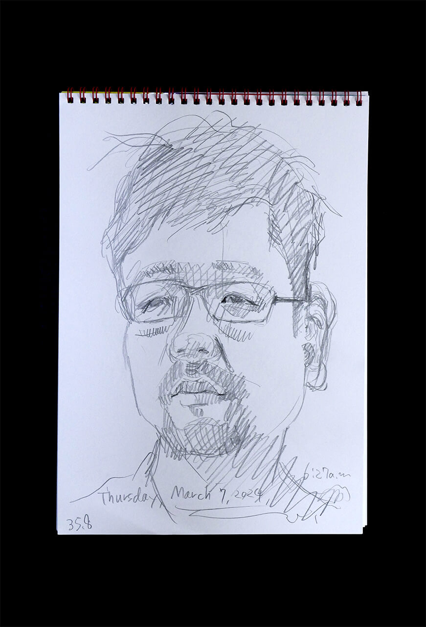 Contemporary artist SHINTAKU Tomoni's 2024/3/7 Self-portrait or pencil drawing