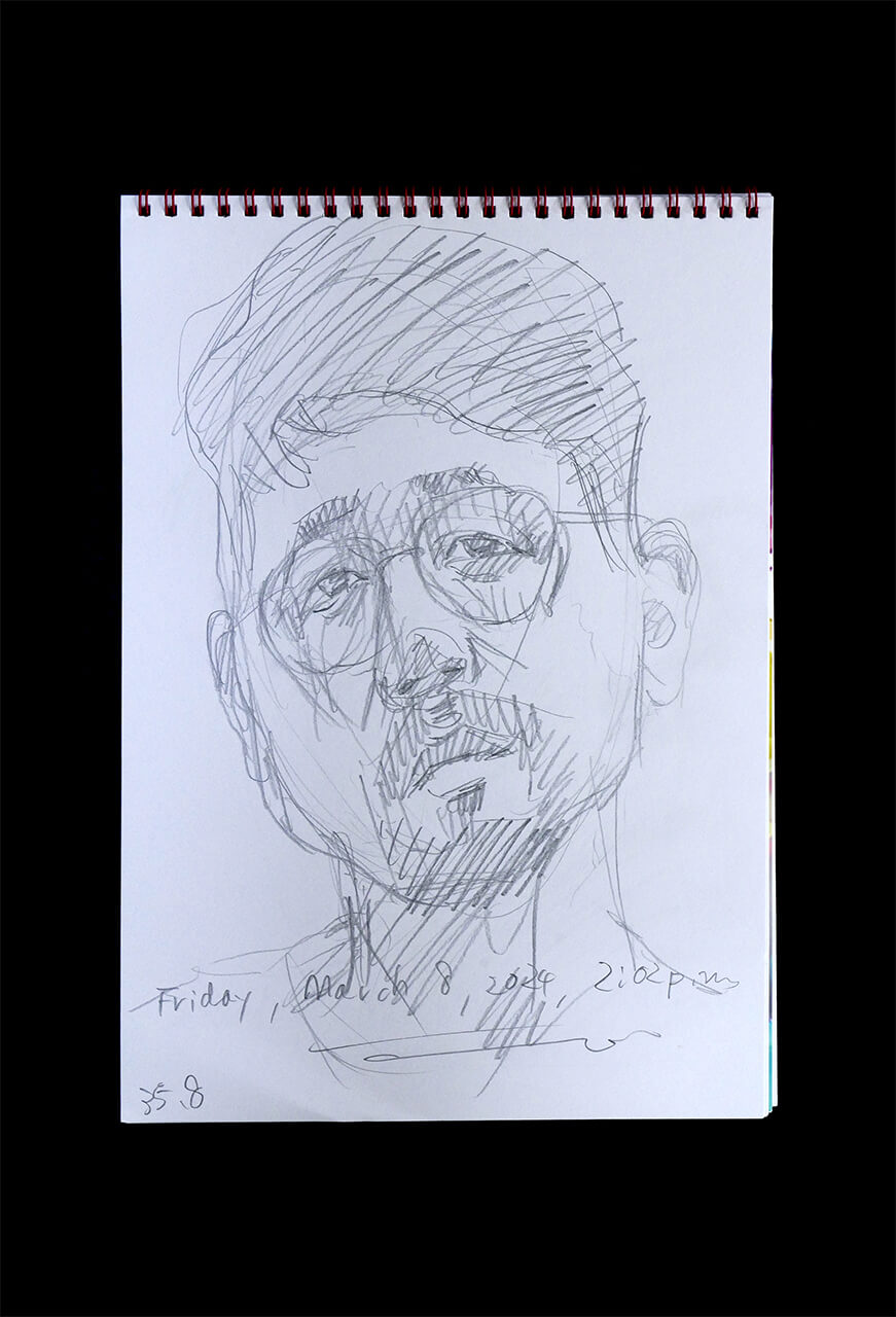 Contemporary artist SHINTAKU Tomoni's 2024/3/8 Self-portrait or pencil drawing