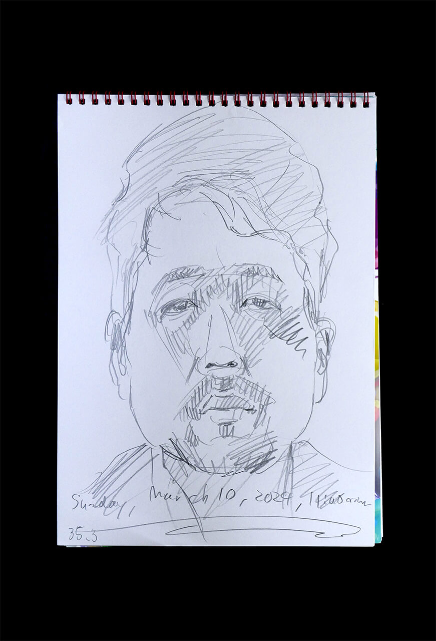 Contemporary artist SHINTAKU Tomoni's 2024/3/10 Self-portrait or pencil drawing
