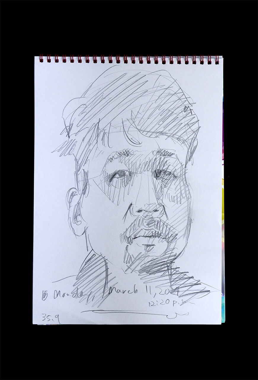 Contemporary artist SHINTAKU Tomoni's 2024/3/11 Self-portrait or pencil drawing
