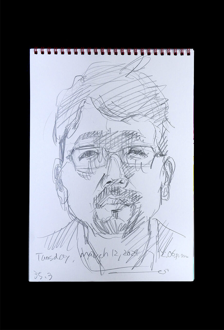 Contemporary artist SHINTAKU Tomoni's 2024/3/12 Self-portrait or pencil drawing