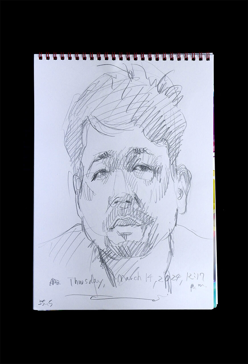 Contemporary artist SHINTAKU Tomoni's 2024/3/14 Self-portrait or pencil drawing