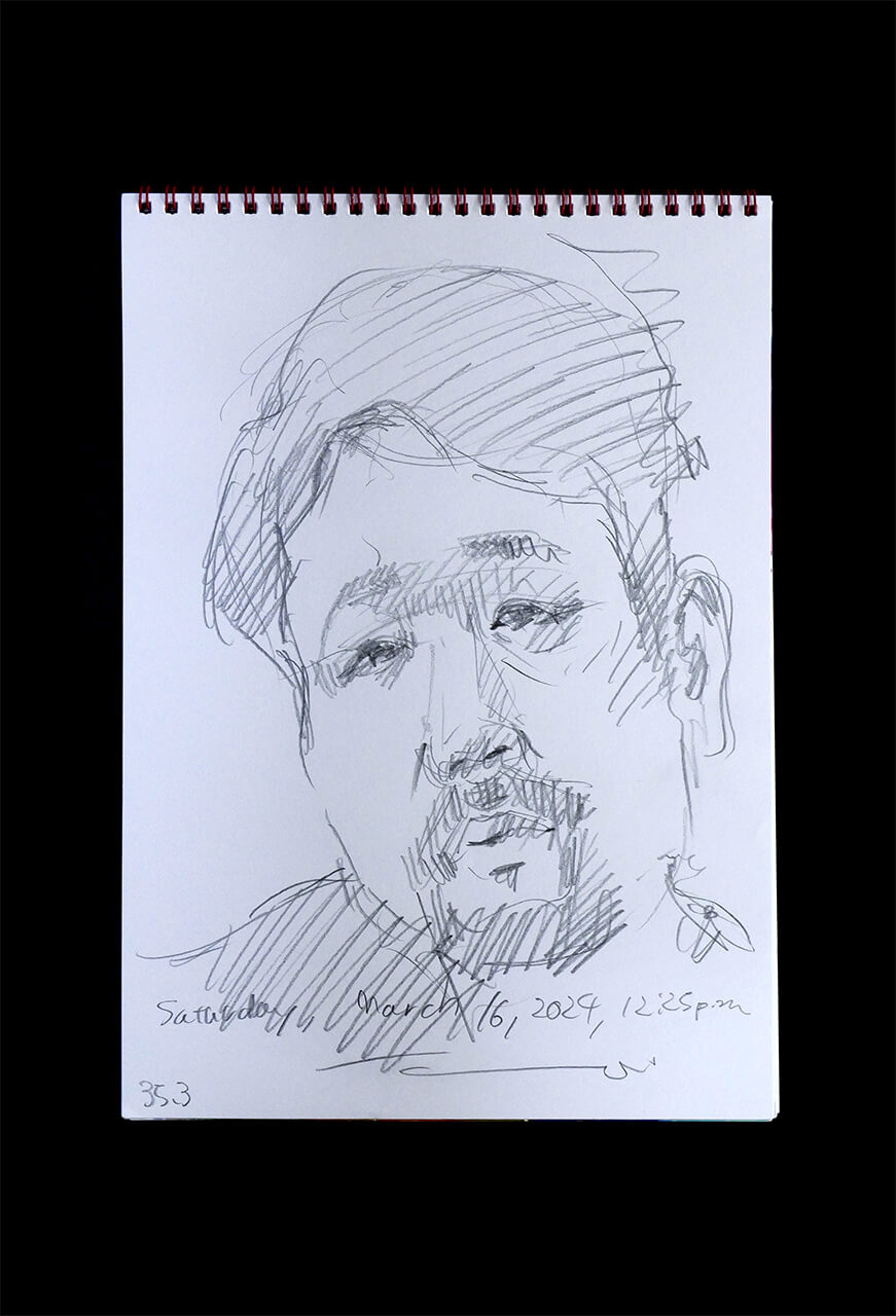 Contemporary artist SHINTAKU Tomoni's 2024/3/16 Self-portrait or pencil drawing