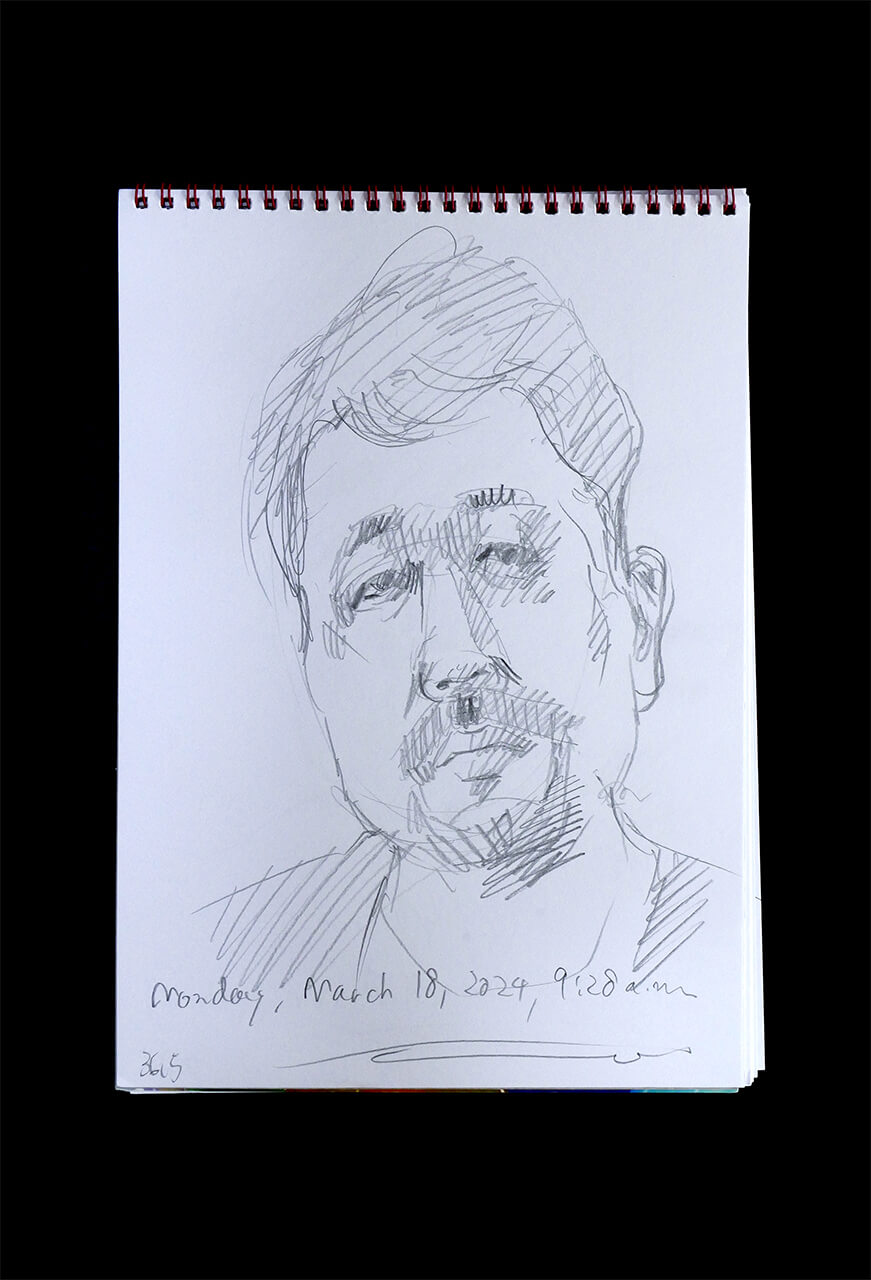 Contemporary artist SHINTAKU Tomoni's 2024/3/18 Self-portrait or pencil drawing