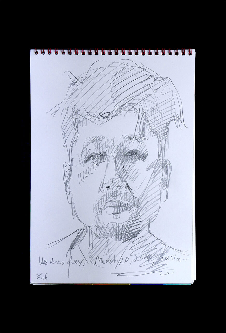 Contemporary artist SHINTAKU Tomoni's 2024/3/20 Self-portrait or pencil drawing