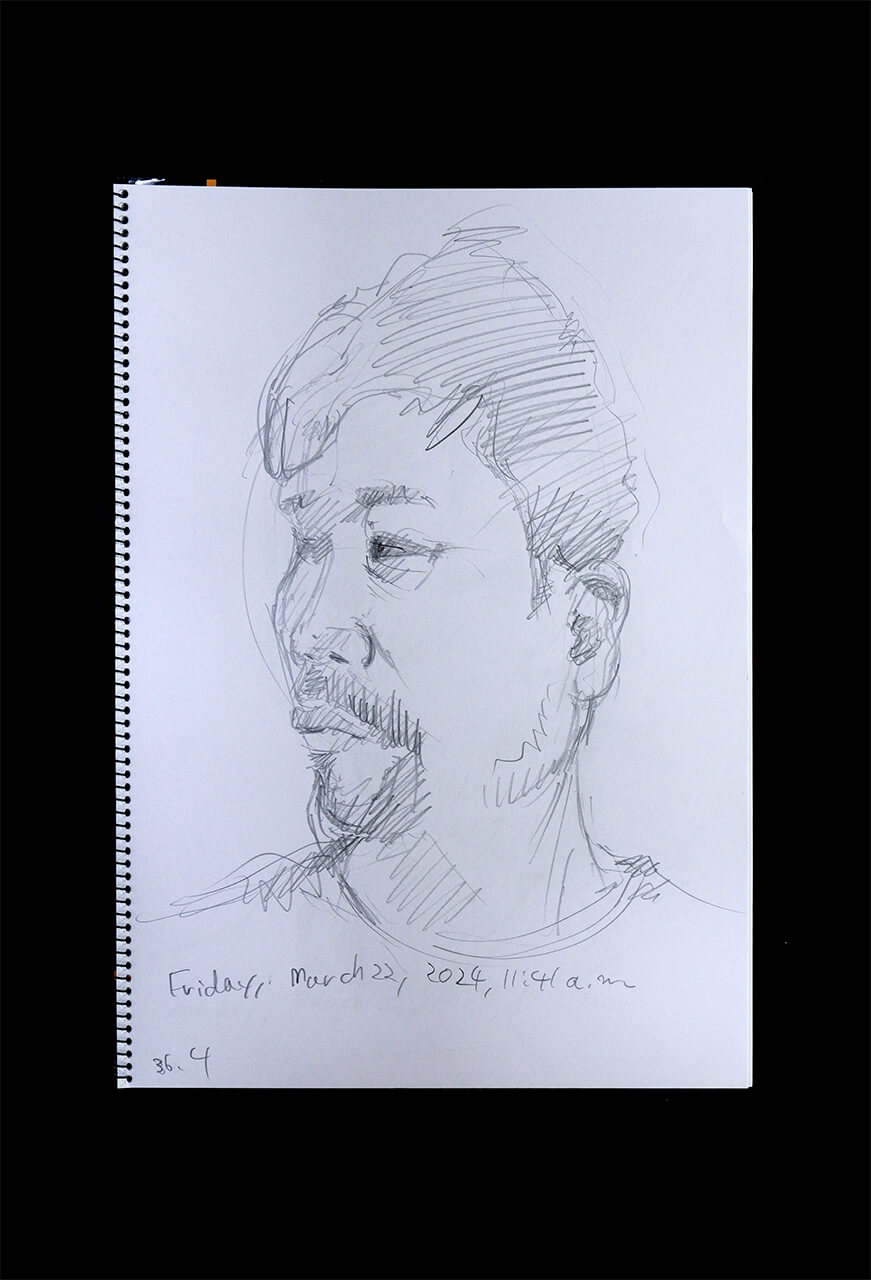 Contemporary artist SHINTAKU Tomoni's 2024/3/22 Self-portrait or pencil drawing