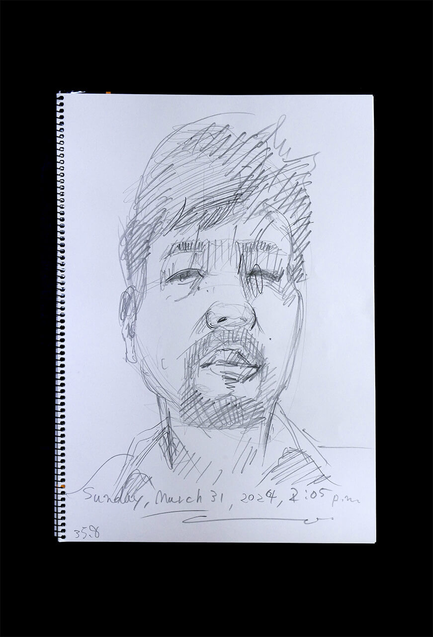 Contemporary artist SHINTAKU Tomoni's 2024/3/31 Self-portrait or pencil drawing