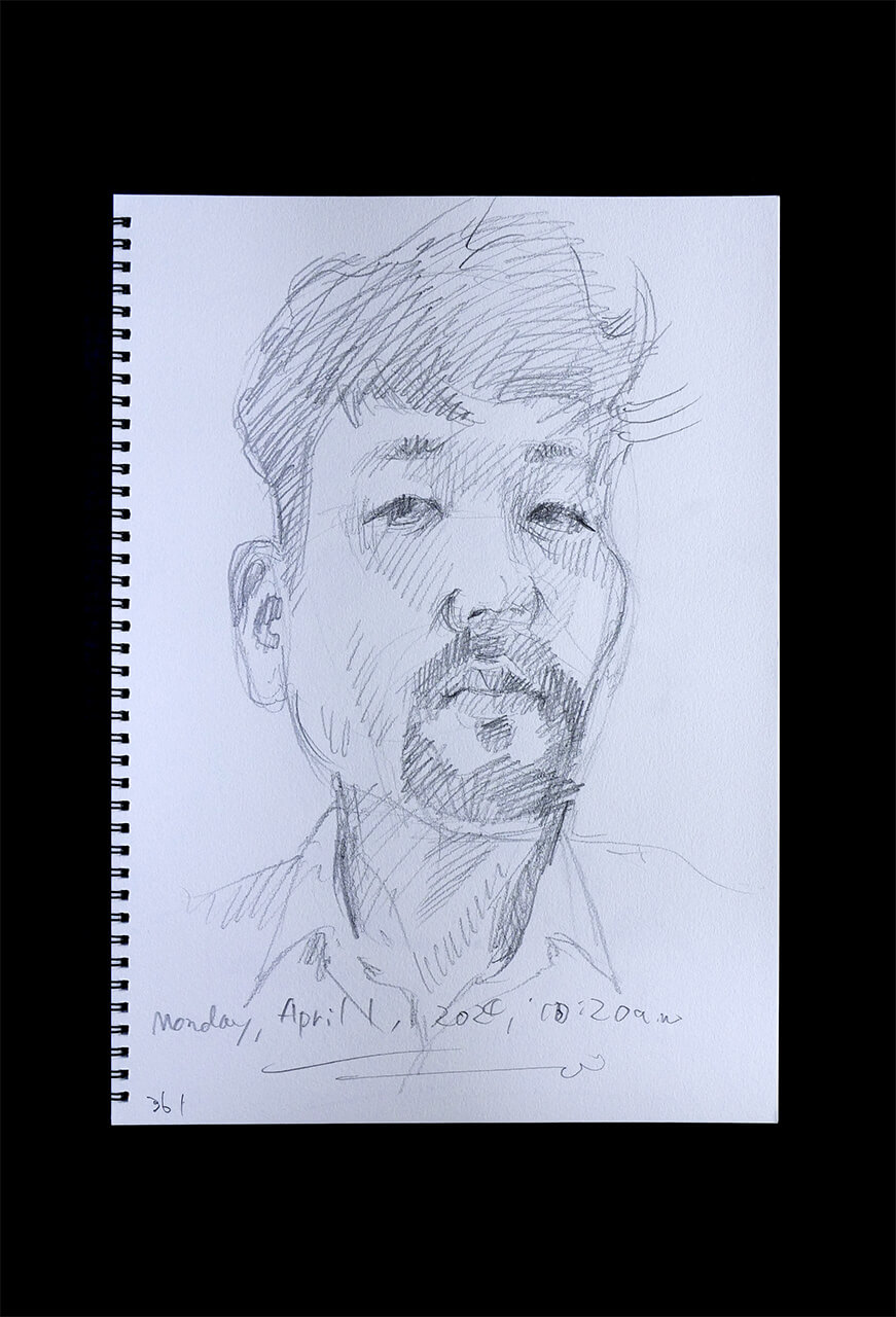 Contemporary artist SHINTAKU Tomoni's 2024/4/1 Self-portrait or pencil drawing