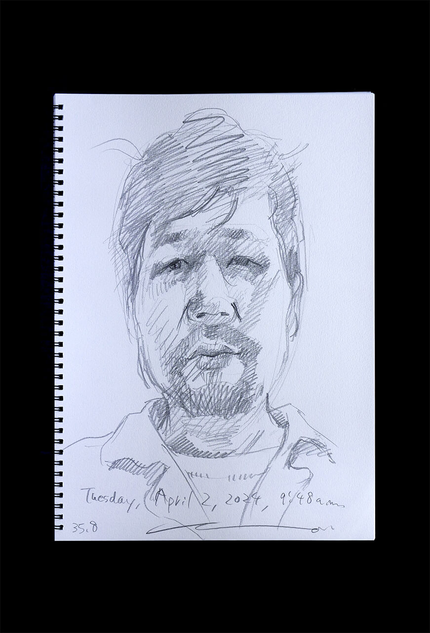 Contemporary artist SHINTAKU Tomoni's 2024/4/2 Self-portrait or pencil drawing