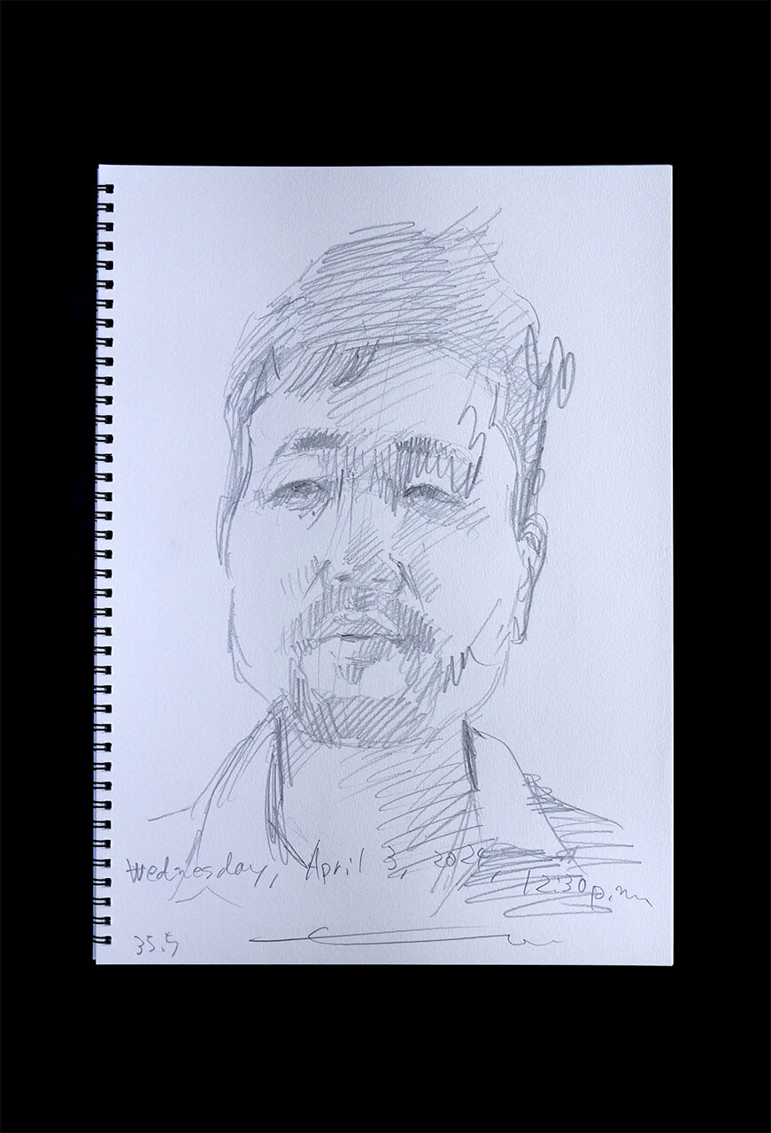 Contemporary artist SHINTAKU Tomoni's 2024/4/3 Self-portrait or pencil drawing