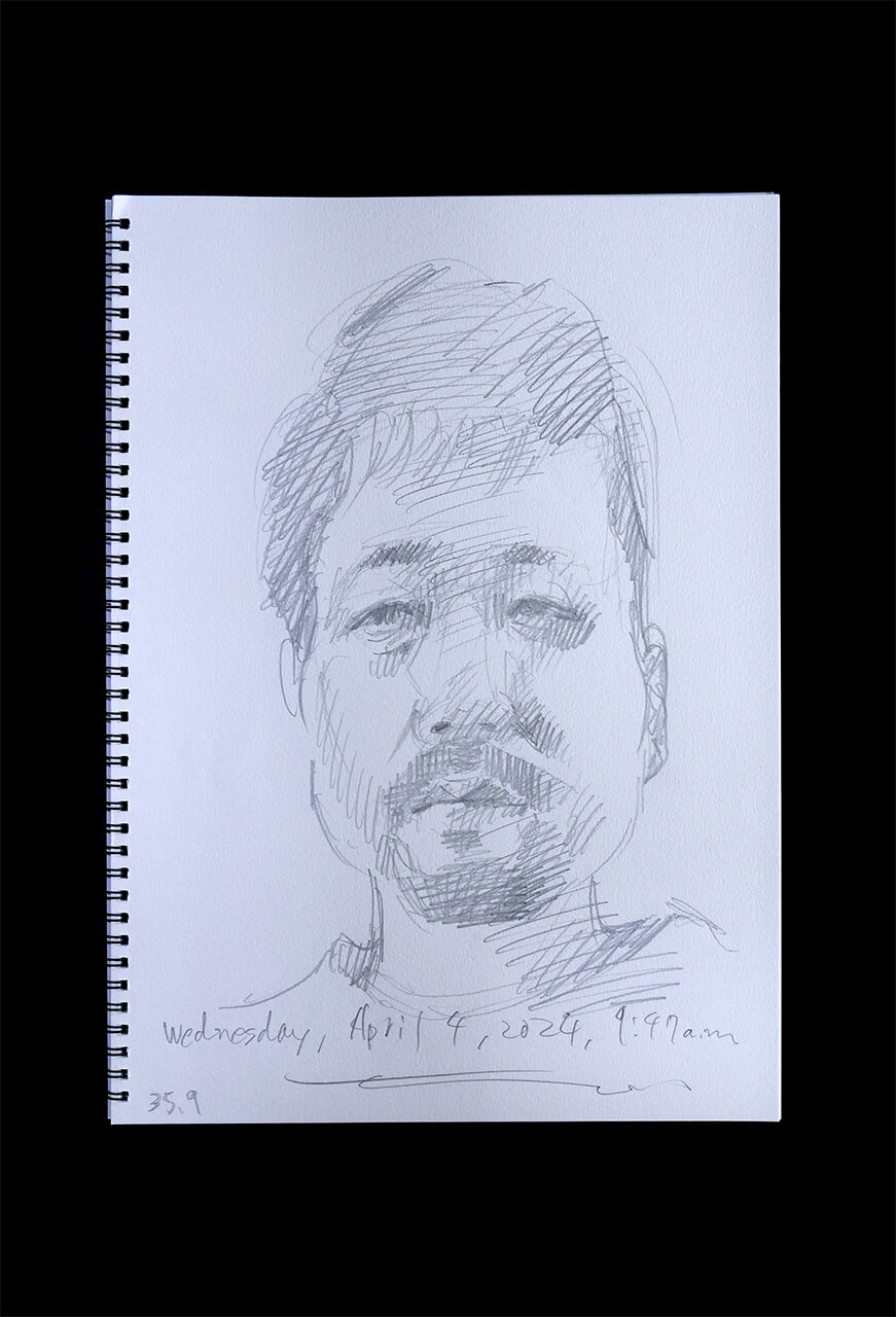 Contemporary artist SHINTAKU Tomoni's 2024/4/4 Self-portrait or pencil drawing